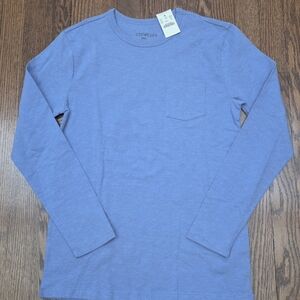 J. Crew Boys' Long-Sleeve Pocket T-Shirt in Slub Cotton Retro Blue XL